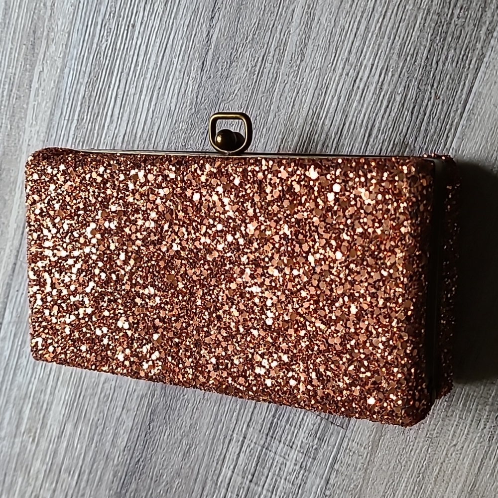 Party clutch rose gold glitter